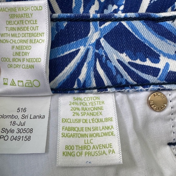 Lilly Pulitzer South Ocean Blue and White Ankle Cropped Jeans - Picture 8 of 15